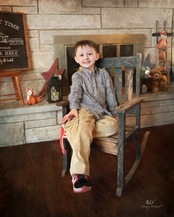 Leonardo Mason Eslinger sitting in a chair